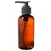 JUVITUS Amber 4 oz / 120 ml Boston Round PET Plastic Empty Bottles (BPA Free) with (12 pack, Black Lotion Pump)