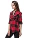 Women's Plaid Flannel Shirt Red & Black Checkered Long Sleeve Cotton Shirts L