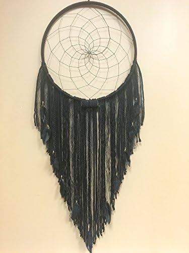 Bohemian Dreamcatcher, Black Dreamcatcher, Large Dreamcatcher, XL Dreamcatcher, Boho Dream Catcher, Black Wallhanging, Boho Home Decor, Black Decor, Hippie Decor, Fiber Wall Art
