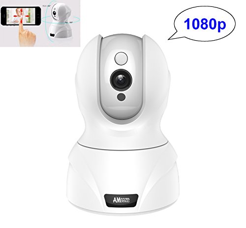 Amgaze IP Wireless Security Camera, 1080P WiFi HD Pan Tilt Cam Surveillance (Day / Night Vision, 2 Way Audio, SD Card Slot, Alarm, Mobile Phone Android / iOS) for Pet Puppy Baby Monitor