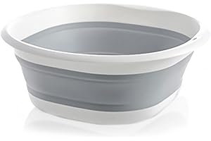 Collapsible Round Washing Up Bowl, 32CM Multipurpose Folding Travel Camping Hiking Caravan Portable Wash Up Bowl Foldable Sho