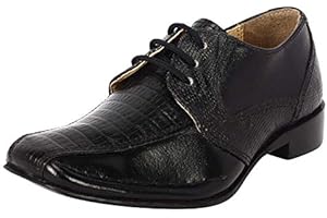 LIBERTYZENO Boys Animal Print Genuine Leather Kids Lace Up Oxford Dress Shoes for Prom Graduation