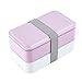 Bento box For Adults and Kids Japanese Lunch box Microwave Safe Stackable Portion Control with Cutlery Set BLUE