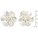 AeraVida Pretty White Mother of Pearl Flower Clip On Earrings for Women | Handmade Mother of Pearl Shell, Cultured Freshwater Pearl Earrings | 40 mm Width