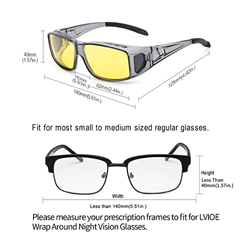 LVIOE Wrap Around NightVision Glasses, Fit Over Prescription Glasses