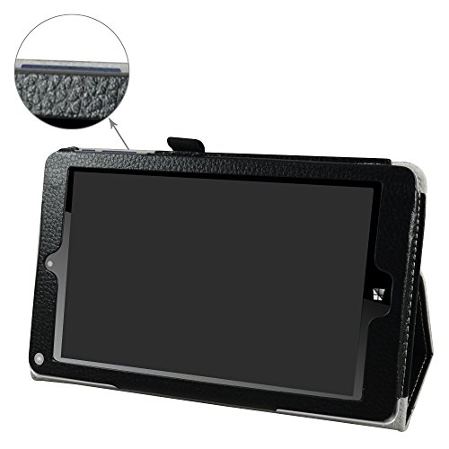 NuVision TM800W560L Case,Mama Mouth PU Leather Folio 2-folding Stand Cover for 8" 2016 Newest NuVision TM800W560L 8-inch Signature Edition Windows 10 Tablet,Black