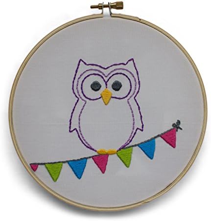 Queen Bee Stitching, Embroidery Kit for beginners, Gift Set, Owl Design (Purple)