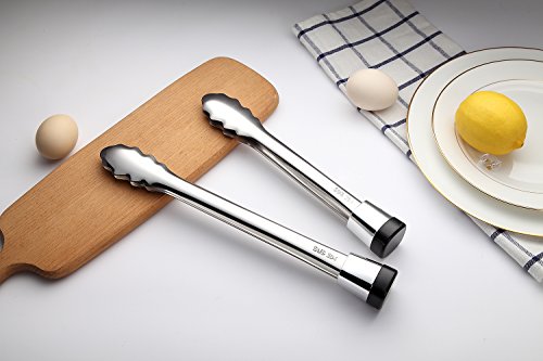 ANG Stainless Steel Kitchen Tongs Set of 2-10.5'' and 12.5'',Locking Standing Food Tongs for Salad,Barbecue,Toast Bread,Pastry,Sandwich