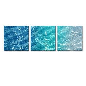 3 Piece Canvas Wall Art for Living Room Bedroom Home Artwork Blue Ocean Paintings Ready to Hang - 12"x12"x3 Panels