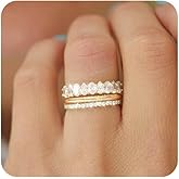 FUNEIA Stackable Gold Rings for Women Non Tarnish Trendy Dainty 14K Gold Plated Stacking Cubic Zirconia Thumb Ring Set Pack Statement Chunky Band Rings Promise Engagement Rings Size 7 8 9 10 11