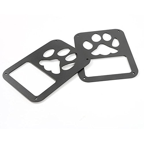 KUJOOY Tail Light Guard Cover Rear Lamp Protector Trim Dog Paw for 2007-2016 Jeep Wrangler (Black)