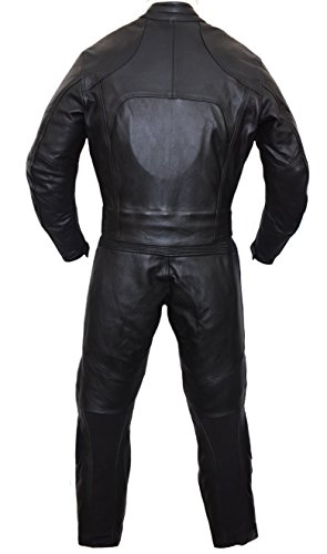 Motorbike Motorcycle New Black Racing Cowhide Leather Suit CE Approved Armors (Large)