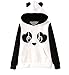 St. Jubileens Women's Cute Panda Print White and Black Fleece Hoodie Sweatshirts Tops Pullover (Large)