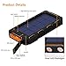 AMAES Solar Charger 15000mAh, Portable Phone Charger External Battery Pack with 1.5W High Efficiency Solar Panel, Dual USB Output Ports, Flashlight, Carabiner, IP65 Rainproof for Camping, Fishing