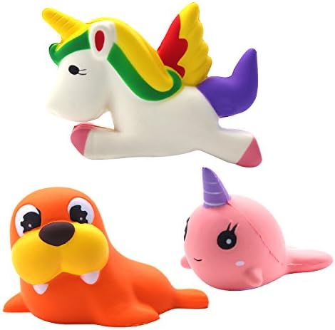 Squishy Toys Slow Rising Squishies,Ateman 3pcs Unicorn Squishy Stress Relief Animal Toys Mochi Squeeze Toys For Kids Adults