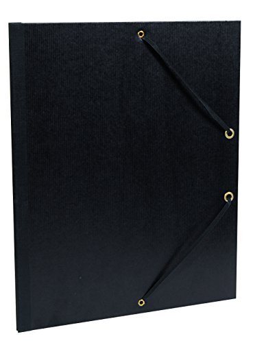 Clairefontaine - Ref 47115C - Kraft Art Folder - A4 Size, Elastic Straps with 3 Flaps Closure, White Paper Lining, Acid Free - Suitable for Transporting Artwork - Black