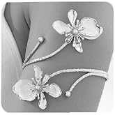 Gold Silver Flower Arm Cuff for Women Open Adjustable Upper Arm Bangle Coil Swirl Armlet Armband Minimalist Upper Arm Cuff Jewelry Statement Vintage Party Jewelry