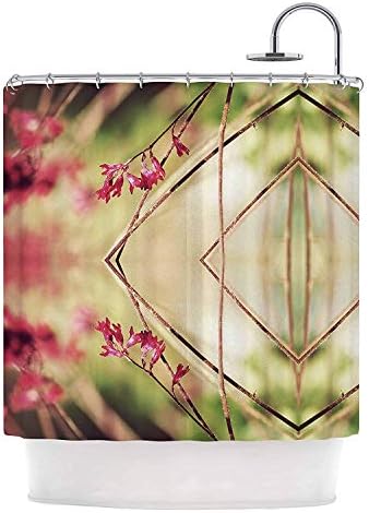 Flaun Pia Schneider Pink Spangles No.10; Green Abstract Shower Curtain,