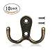 Exquisite Robe Hooks 10 Pcs Wall Mounted Coat Hooks Rustic Entryway Hooks Vintage Double Coat Hangers with Lengthen Screws Robe Hook Cup Hooks for Coat /Backpack /Bag /Towel /Key /Cap Storage (Copper)