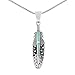 925 Sterling Silver Gemstone & Turquoise Feather Necklace (Pendant & 24