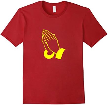 Men's PRAYING HANDS GOD JESUS Print T-Shirt Medium Cranberry