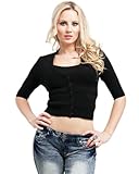 G2 Chic Women's Solid Button Up Quarter Sleeve Bolero Cardigan