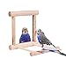 HAPPTYTOY Bird Toy for Parrot Parakeets Conures Cockatiels Cage Swing Wooden Fun Play Toy for Birds (Mirror)