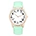 Top Plaza Fun Animal Series Twelve Cute Cats Scale Rose Golden Case PU Leather Strap Womens Girls Quartz Wrist Watch,Green