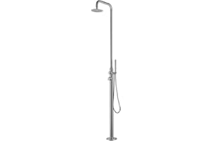 HEATGENE Outdoor Shower with Rain Shower and Handheld Shower Head for Outside/Poolside/Patio Drench Shower, Outdoor Shower System, Brushed
