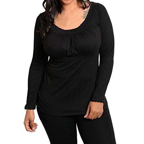 Tootu Women Long Sleeve Cotton Casual Loose Blouse Shirt Tops Blouse Plus Size L-XXXL (3XL, Black)
