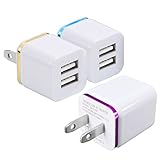 USB AC Power Adapter, Premium Quality Full Speed Dual Port 2.1A & 1A Rainbow Color Universal Wall Home Travel Charger For iPhone, iPad, iPod, Samsung, HTC, Google Nexus, Android, LG, GoPro and More