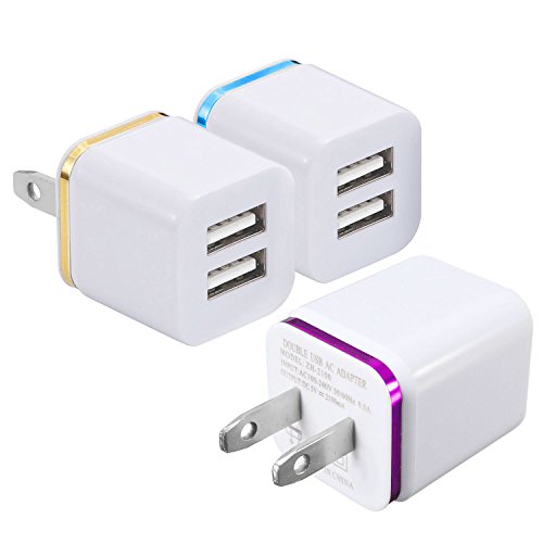USB AC Power Adapter, Premium Quality Full Speed Dual Port 2.1A & 1A Rainbow Color Universal Wall Home Travel Charger For iPhone, iPad, iPod, Samsung, HTC, Google Nexus, Android, LG, GoPro and More