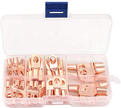 Akwind 60pcs Assorted Car Auto Copper Ring Lug Terminal Wire Bare Cable Crimp Connectors SC Bare Terminals Lug Wire Connectors