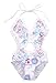 CANIS Little Girls Summer One-piece Ruffle Flower Print Halter Backless Swimsuit