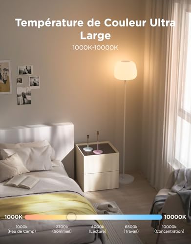 Govee Lantern Floor Lamp, RGBICWW LED Halo Lighting Floor Lamp & 1000 Scenes, Adjustable 1000K-10000K & 1400lm, Matter & Alexa Compatible, 160 cm Lamp for Living Room & Bedroom, Silicone, White