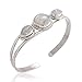 Chuvora 925 Sterling Silver Natural White Moonstone Gemstones Triple (3) Three Stones Women Cuff Bracelet