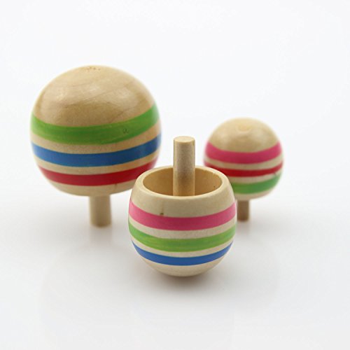 Funny Magical Flip Upside Down Gyro Colorful Wooden Peg-top Classic Educational Toy Wooden Toys - 3 Pcs Children Wood Handstand Spinning Peg Top