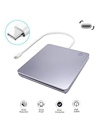 External DVD Drive, USB Type C Ultra-Slim Portable CD DVD RW DVD CD ROM Burner Writer Superdrive with High Speed Data Transfer and Touch Eject Button for Mac MacBook Pro Air iMac Laptop PC (Sliver)