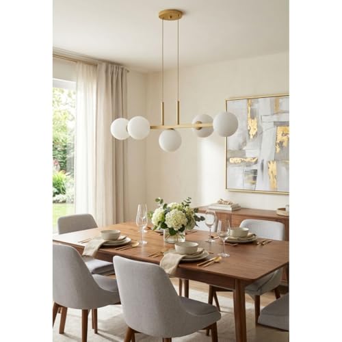Lustre Pendente Jabuticaba 5 Globos Quadrado Soquete G9 12cm (Dourado Leitoso)