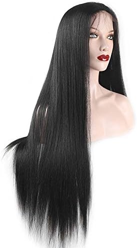 DONA LOVE® 100% Premium Indian Remy Hair #4-Medium Reddish Brown/#1B/Natural Black Long Straight Glueless Human Hair Lace Front Wig - dl52 (18 inches, #1B-Off Black)