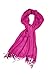 Sakkas Large Soft Silky Pashmina Shawl Wrap Scarf Stole in Solid Colors - Fuschia
