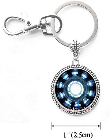 Movies Avengers Arc Reactor Keychains Key Rings Charm Keychain Jewelry，Arc Reactor,Glass Dome Key Ring,Gift for Her Him.HTY-368