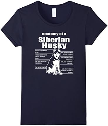 Women's ANATOMY OF A SIBERIAN HUSKY SHIRTS Small Navy