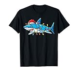 Santa Shark Christmas Lights Funny Boys Sharkmas Xmas Gifts T-Shirt