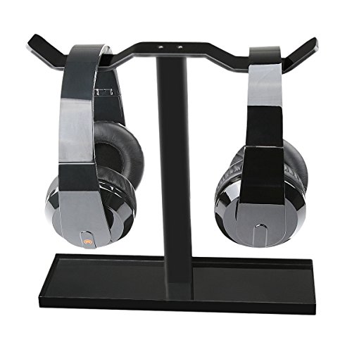 AmoVee [Updated] Acrylic Headphone Hanger Universal Headphone Stand Gadget Holder - Black