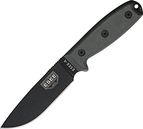 ESEE ES4PKO 11, 43 cm, Outdoormesser | Klingenlänge: 11,43 cm-Griff: Schwarz Micarta-Model 4 Plain Edge, Edelstahl…