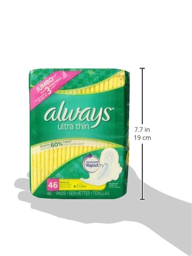 Always Ultra Thin Pads Regular W/Flexi-Wings Unscented 46 Count