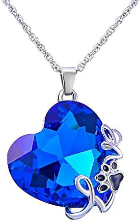 Blue Heart Pendant Necklace Platinum Plated Gifts For Women, Jewelry with a Luxury Gift Bag for Easy Gift Giving Womans Necklace Birthdays Gifts For Women Gifts For Girls