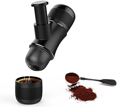 Portable Hand Held Manual Pressure Coffee Machine Mini Espresso Maker for Home Office Travel Outdoor ?Black?