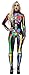 JomeDesign Womens 3D Skeleton Halloween Costumes Cosplay Jumpsuit Bodysuit Colorful Skull X-Large